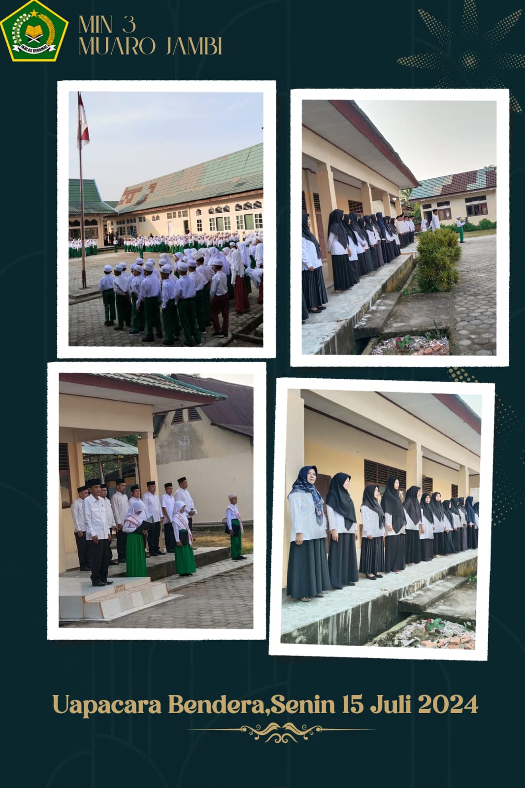 Hari pertama TP 2024/2025 MIN 3 Muaro Jambi Laksanakan Upacara Bendera